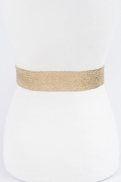 Square Buckle Coated Faux Straw Belt