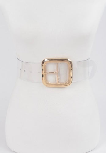 Square Buckle Clear Belt