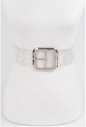 Square Buckle Clear Belt