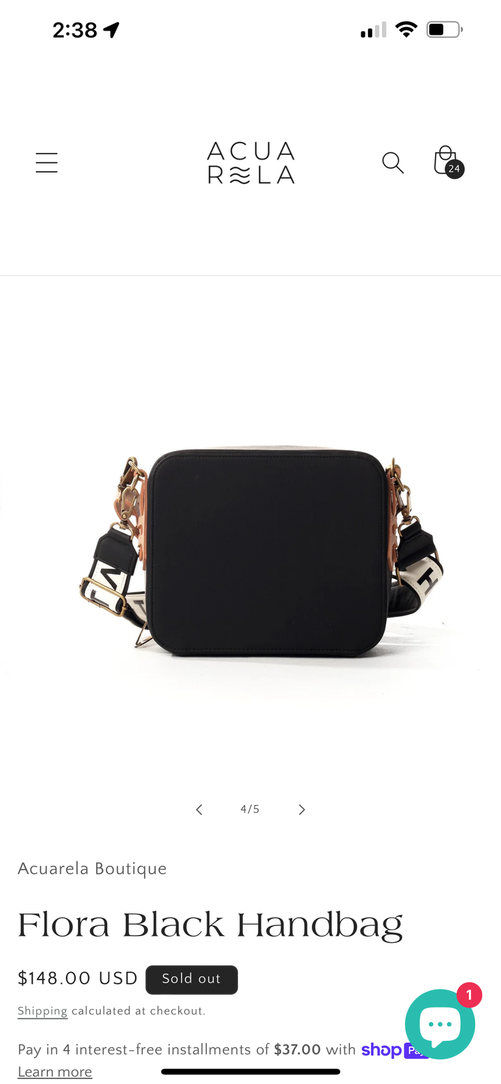 Flora Black Handbag