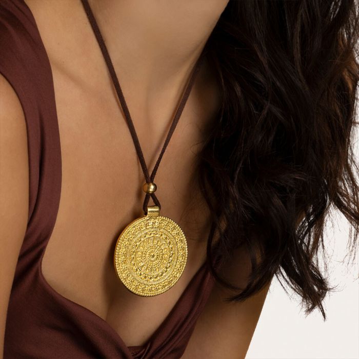 DD02061 PENDENTE PLACCA DESIGN - FILO SUEDE MARRONEZoé Del Mar