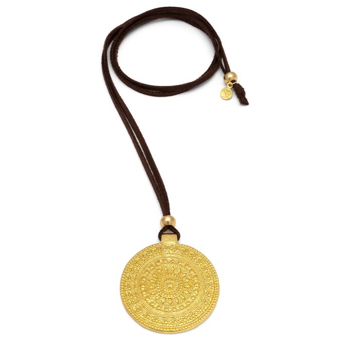 DD02061 PENDENTE PLACCA DESIGN - FILO SUEDE MARRONEZoé Del Mar