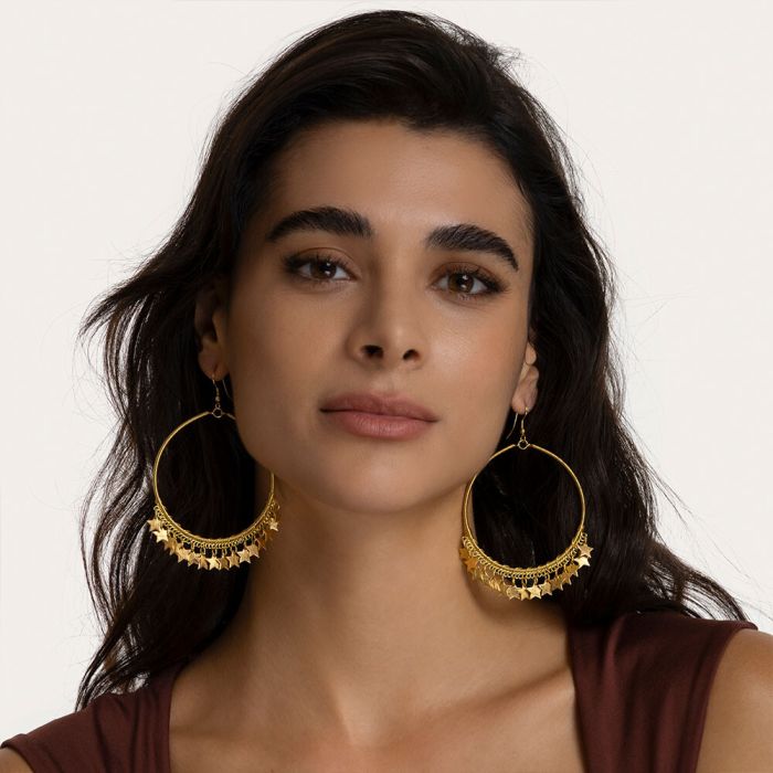 DD16148S PENDIENTES HOOPS ESTRELLASZoé Del Mar