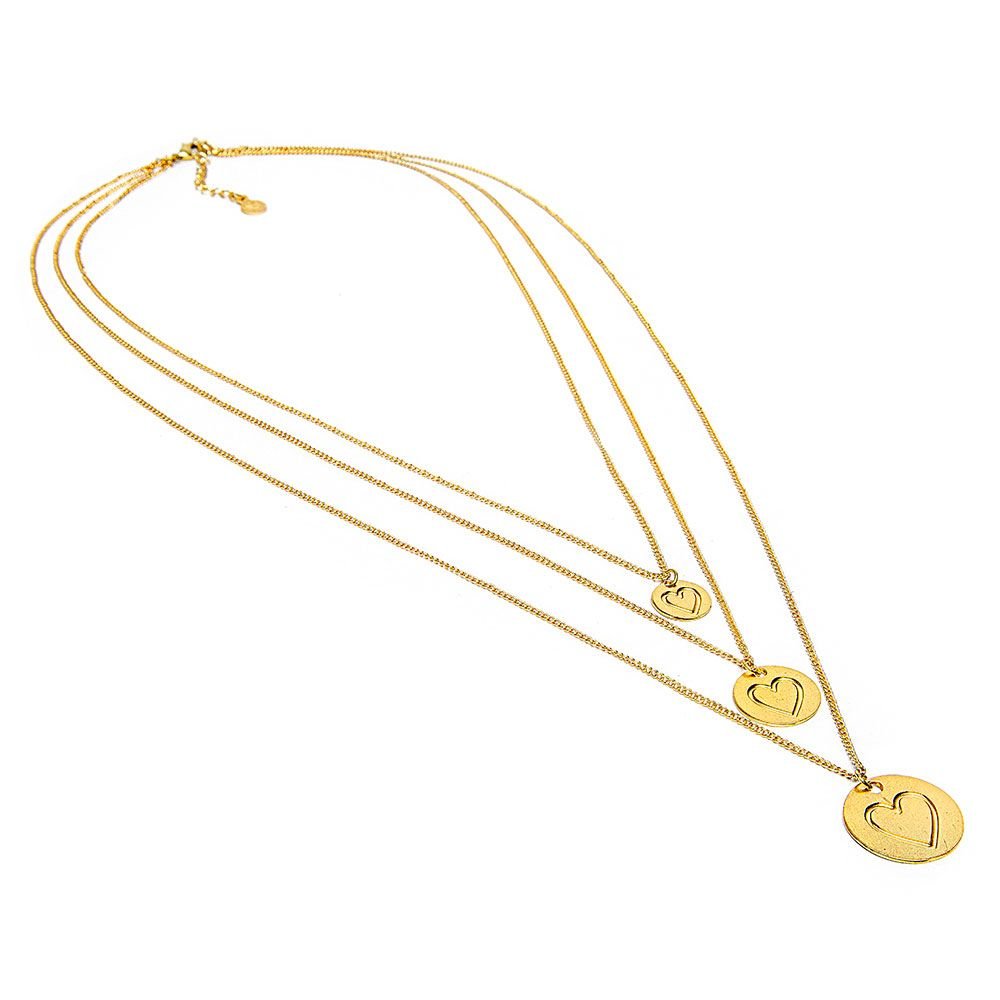 LONG NECKLACE 3 CHAINS HEART/COINS Code DD04034COLLARZoé Del Mar