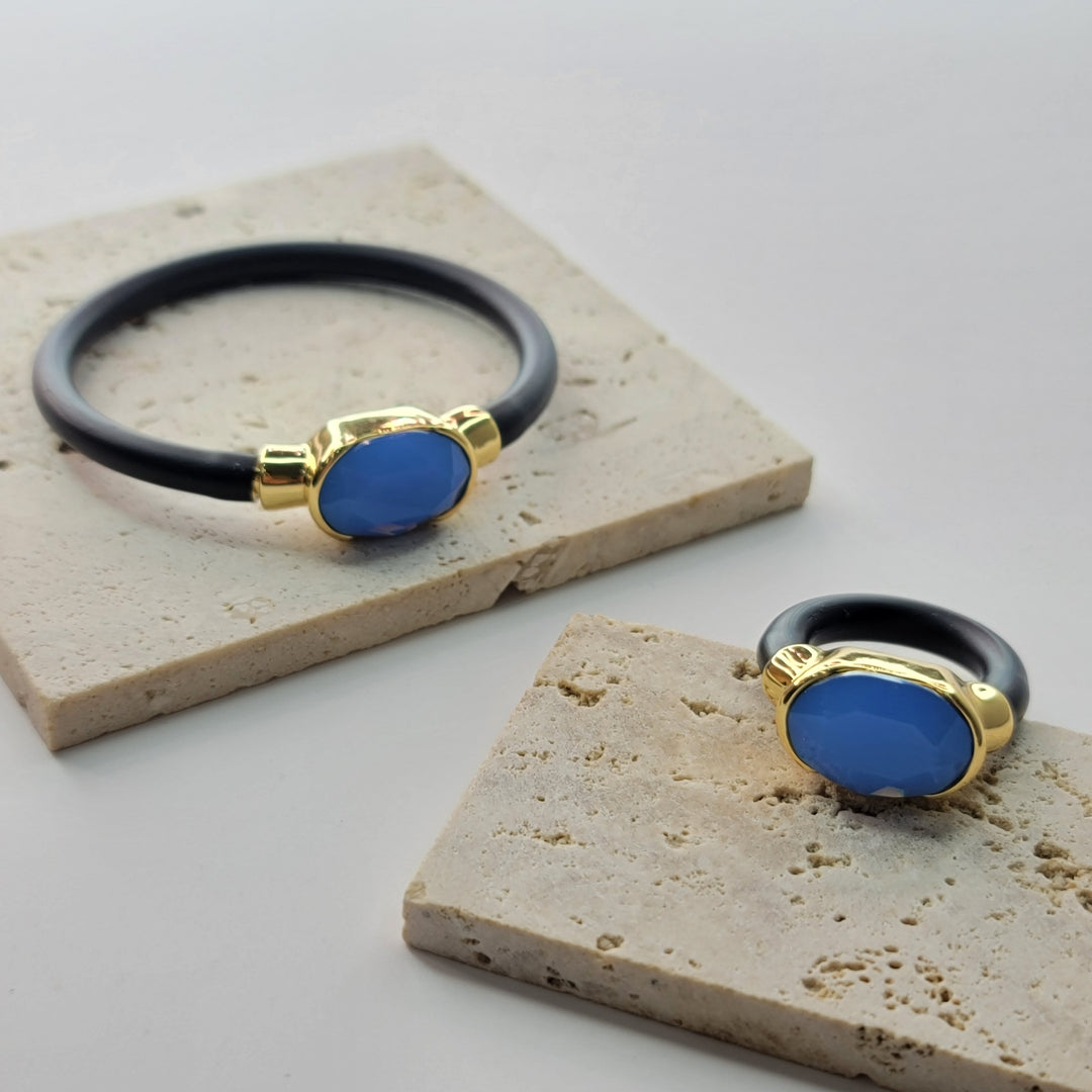 SET LIORA NEGRO PULSERA Y SORTIJA
