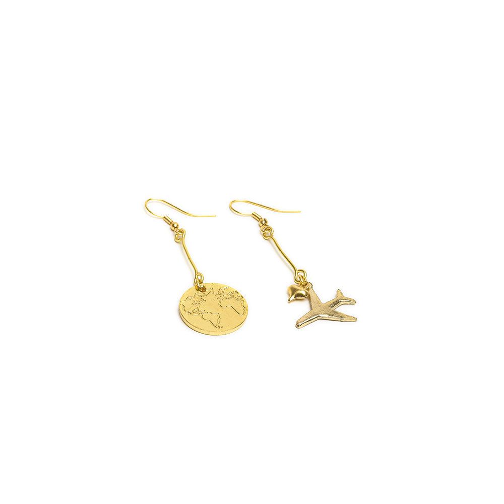 EARRINGS AIRPLANE/WORLD MAP